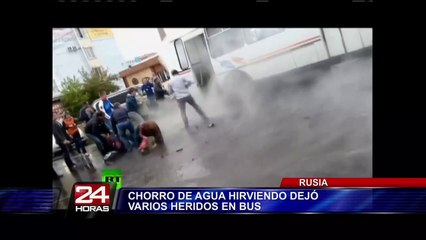 Rusia: chorro de agua hirviendo sale debajo de la carretera y deja varios heridos