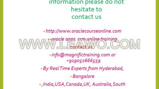 ORACLE CRM ONLINE TRAINING IN CANADA
