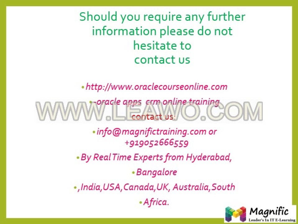 ORACLE CRM ONLINE TRAINING IN CANADA