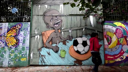 World Cup protest art adorns Sao Paulo schoolhouse