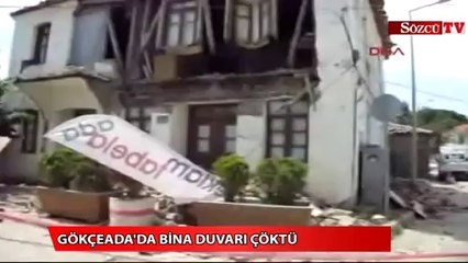 Gökçeada'da bazı binaların duvarları yıkıldı