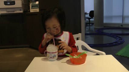 Girl Making Milk Bubbles