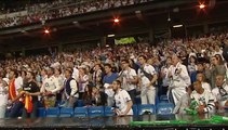 Real Madrid fans celebrate Champions League final at Bernabeu giant screen