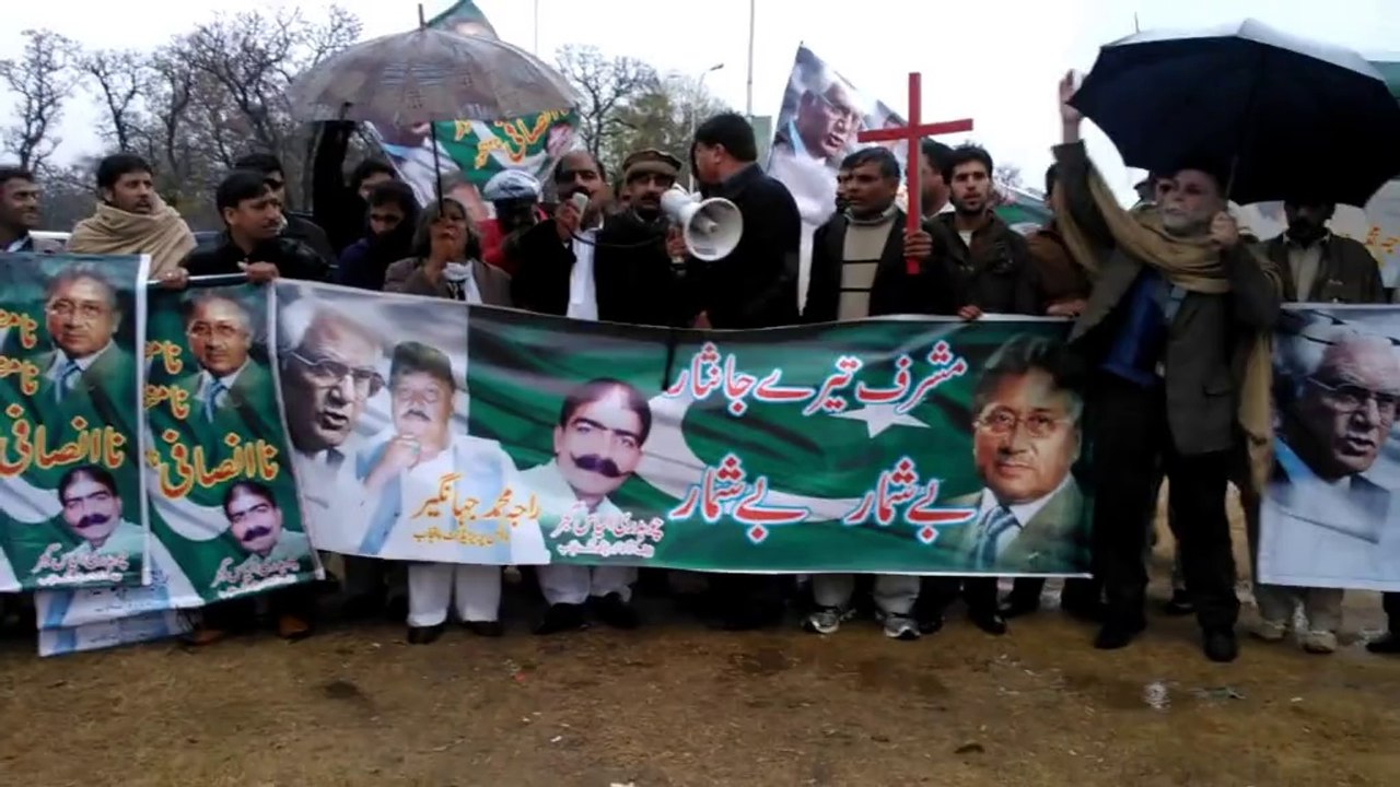 Ch ilyas Gujjar Protest For Pervez Musharraf At Islamabad Press Club 6 Feb 2014.