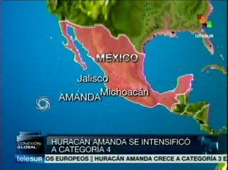 México: huracán "Amanda" llega a categoría 4, esperan fuertes lluvias