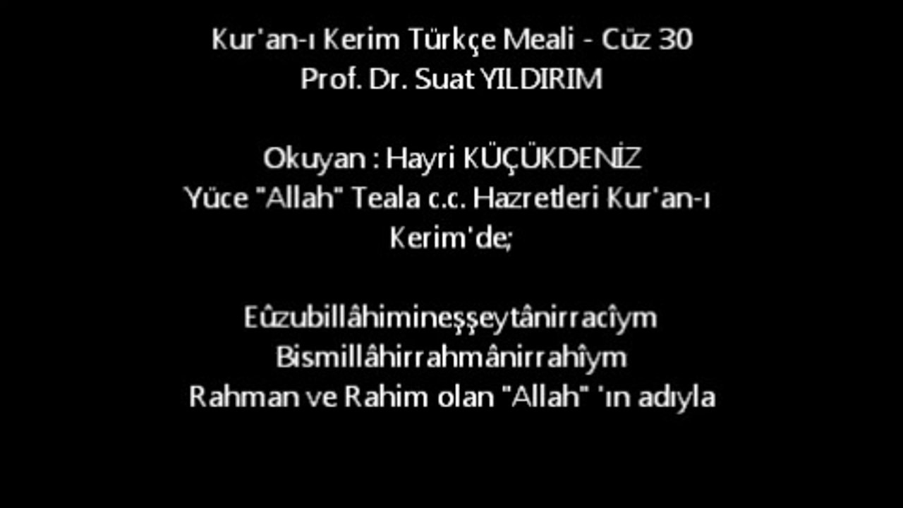 Kur-an-ı Kerim Türkçe Meali - Cüz 30