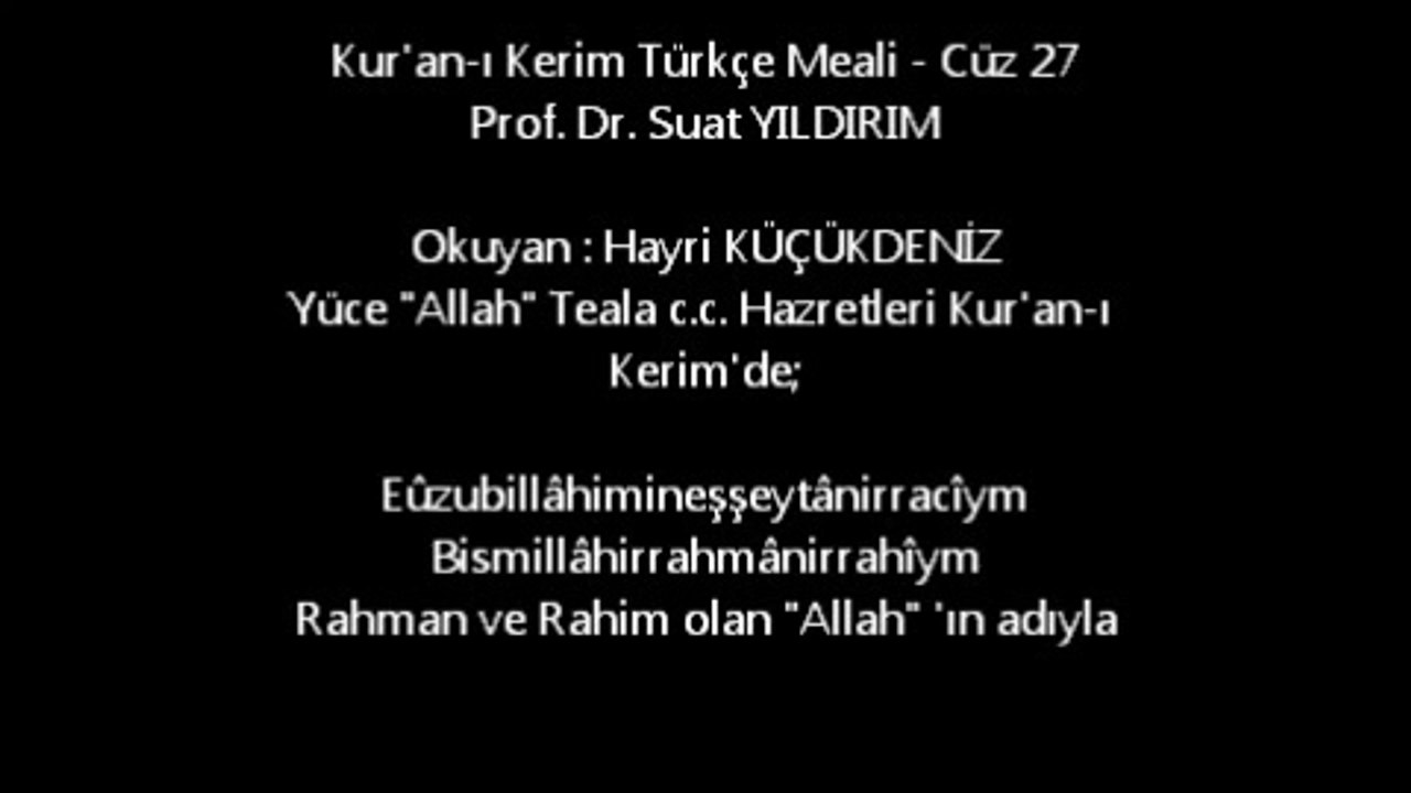 Kur-an-ı Kerim Türkçe Meali - Cüz 27