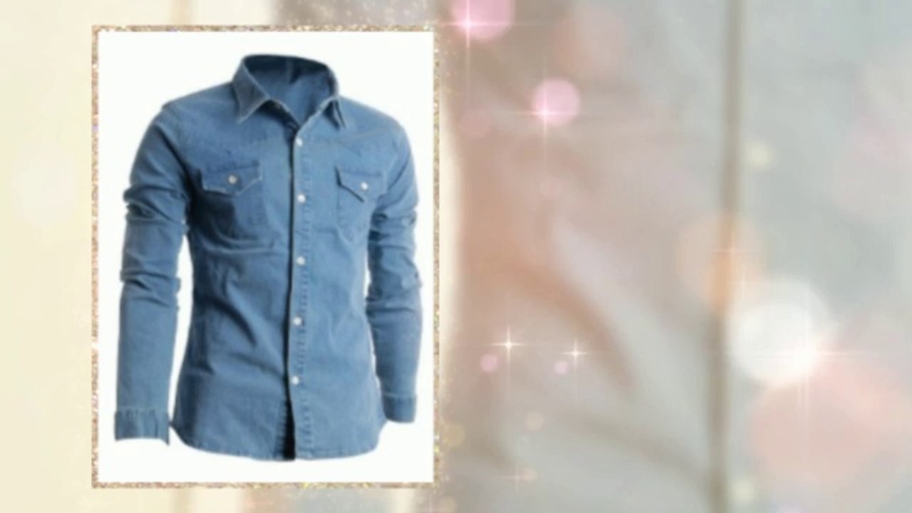 Hot Sale! FLATSEVEN Mens Slim Fit Premium Stretch Denim Shirts