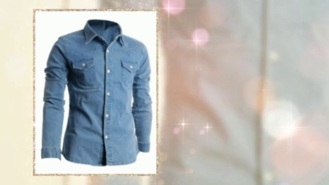 Hot Sale! FLATSEVEN Mens Slim Fit Premium Stretch Denim Shirts