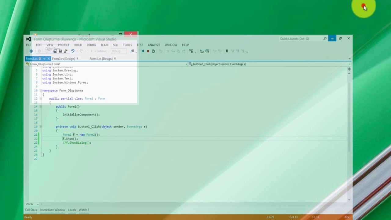 C# Formlar - Yeni Form Oluşturma