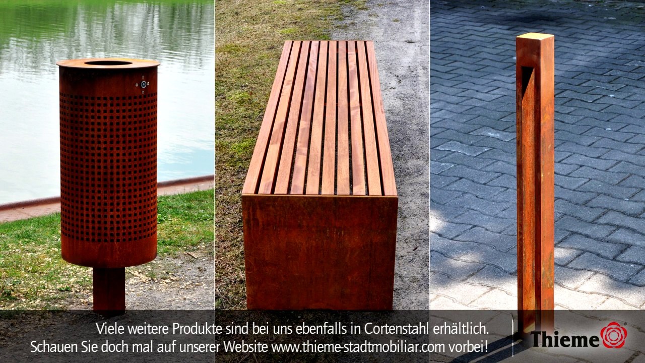 Abfallbehälter 733 aus cortenstahl