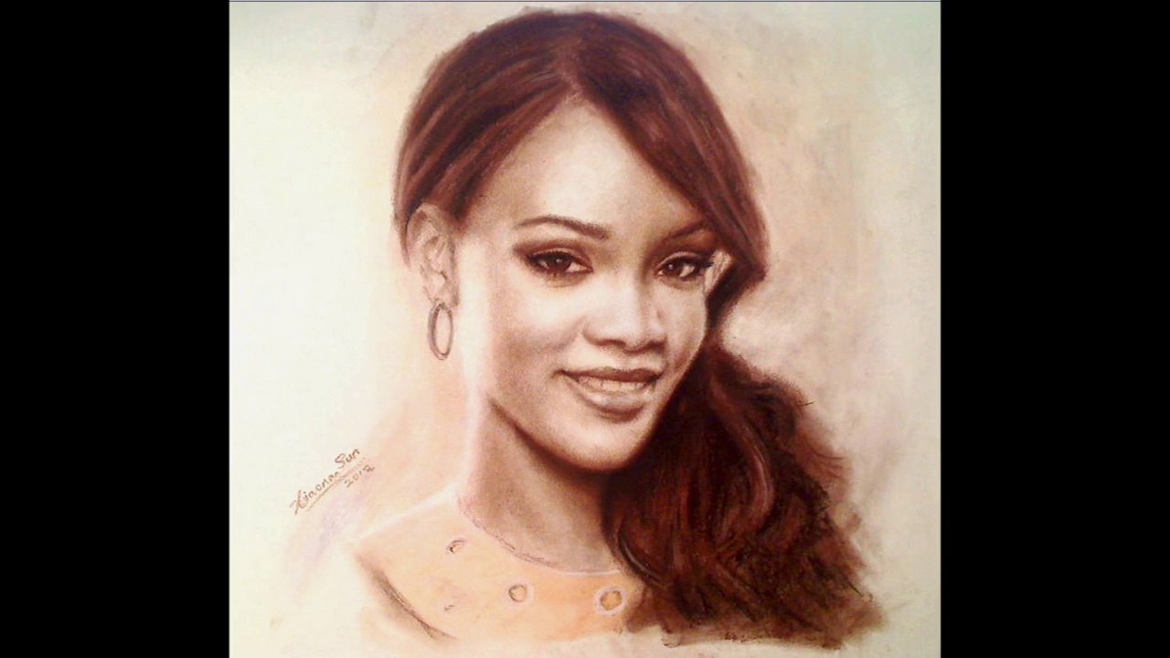 Drawing Rhianna in Sepia - Timelapse art Video