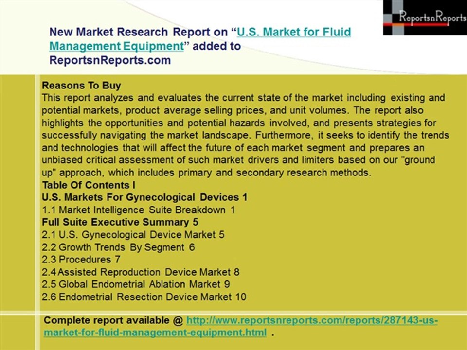 U.S. Market for Fluid Management Equipment