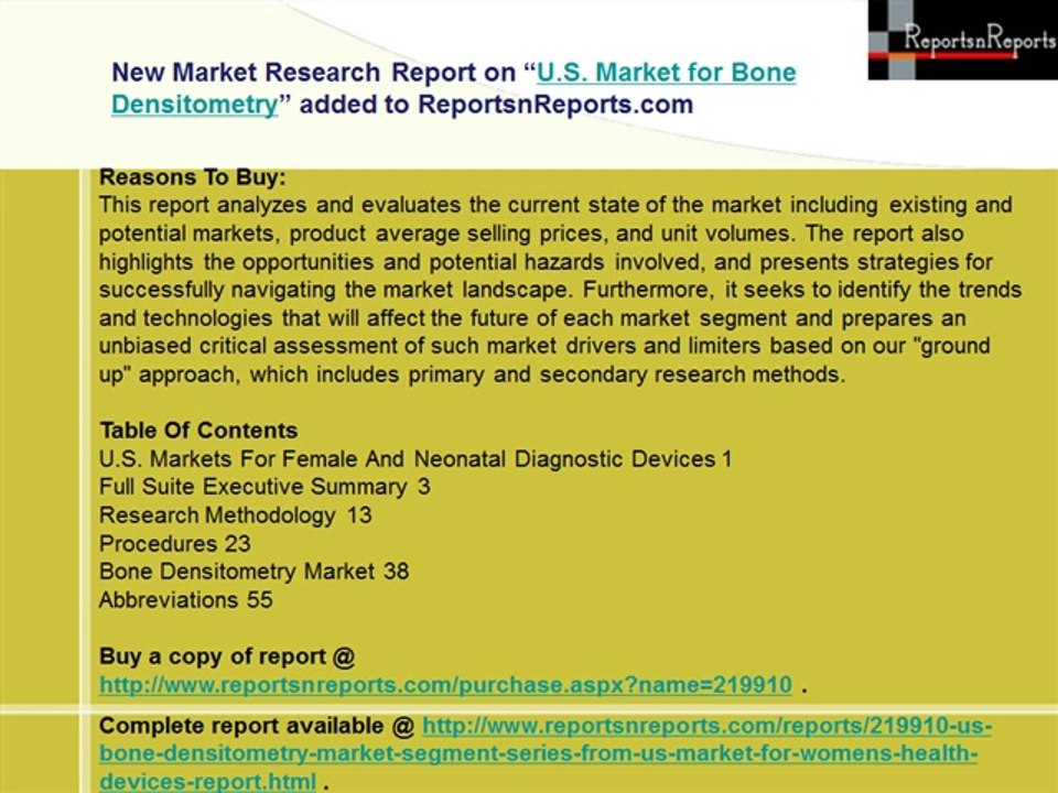 U.S. Market for Bone Densitometry