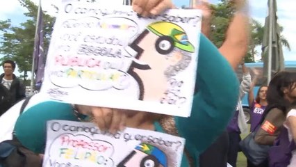 Protests greet Brazil stars