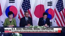 U.S. seeks cooperation among S. Korea, U.S. and Japan on missile defense