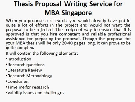 Thesis Proposal Writing Service for MBA Singapore
