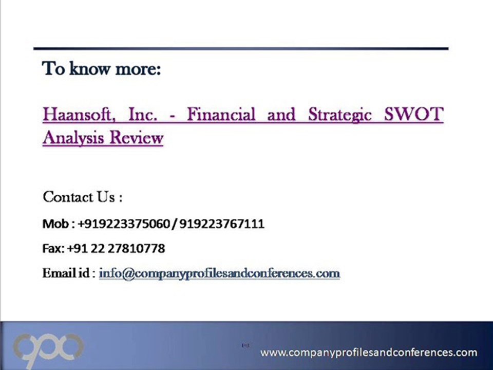 Haansoft, Inc. - Financial and Strategic SWOT Analysis Review