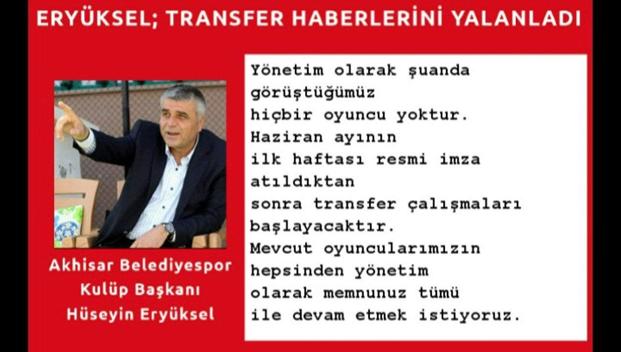 Hüseyin Eryüksel Transfer Haberlerini Yalanladı