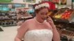 Newlywed Bride Picks Up Some Groceries