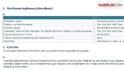 Fenerbahçe, İsviçre Federal Mahkemesi'ne Başvurdu