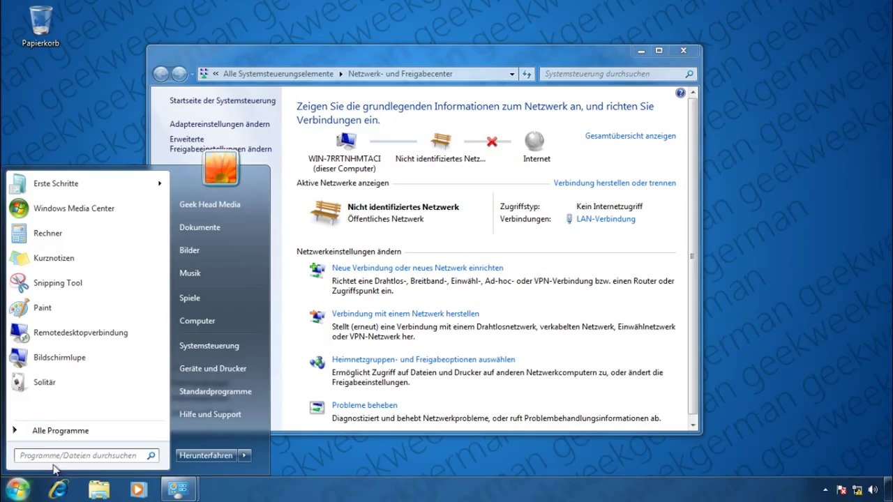 Windows- Nicht identifiziertes Netzwerkproblem losen. Offentliches Netzwerk auf Heimnetz umstellen