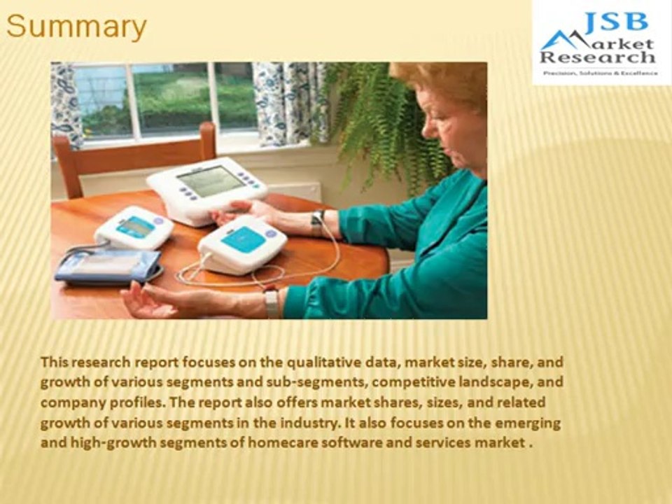 JSB Market Research: Home Healthcare Software - Product & Service Market - Application,Usage, Product , Delivery (Web - Based, On - Premises, Cloud), End User - Global Forecast to 2018