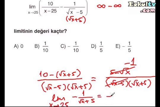 Limit soru çözümleri videosu 12. sınıf matematik ekol hoca
