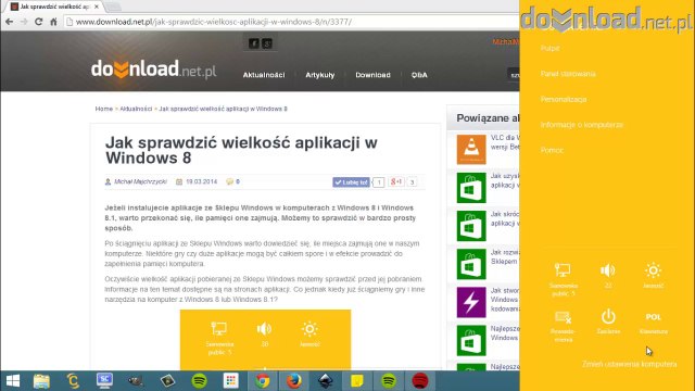 Jak sprawdzić wielkość aplikacji w Windows 8