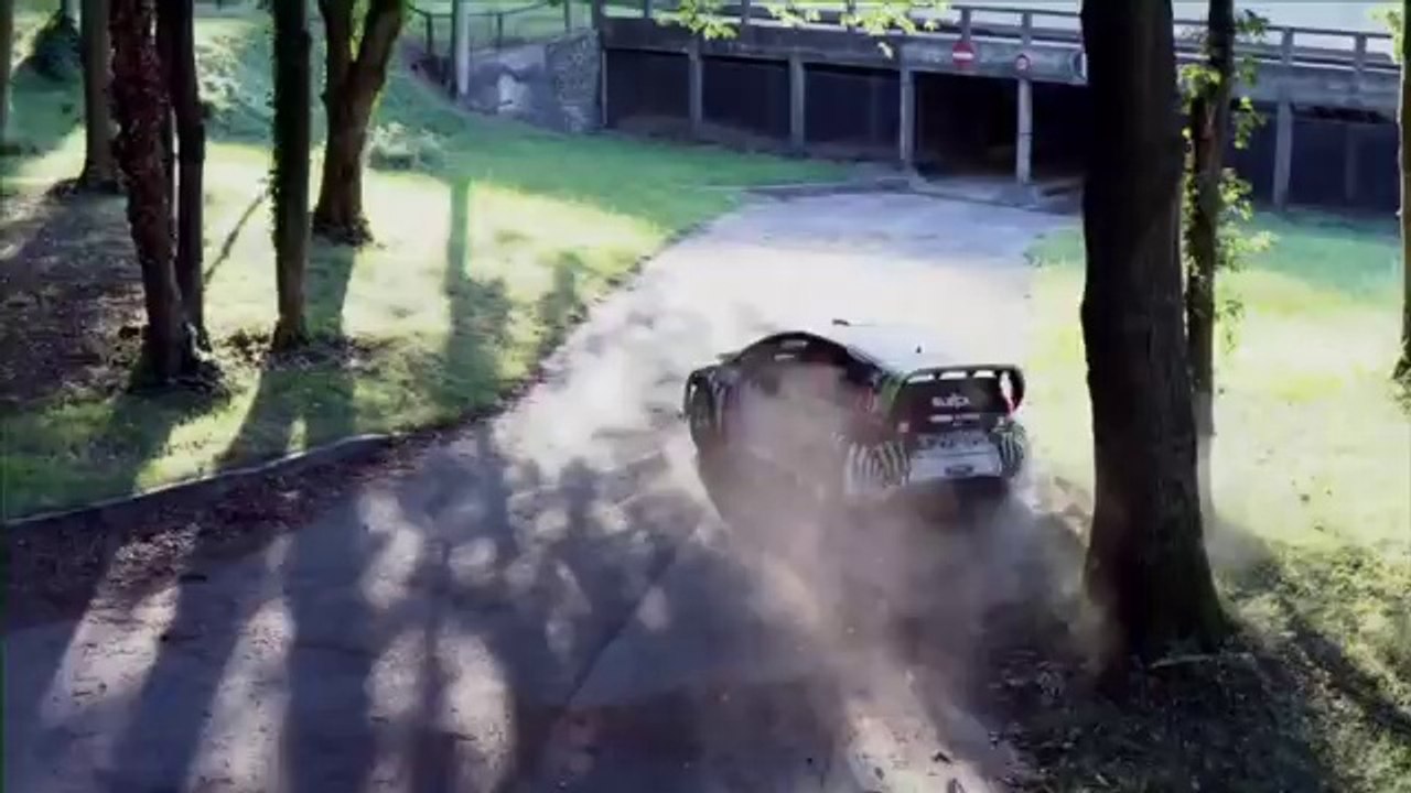 Stunning tricks on a race car.