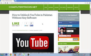 How to Open Youtube in Pakistan without Any Software