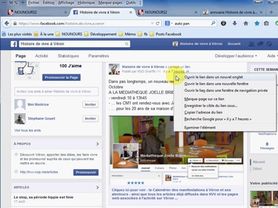 Mettre un posts Facebook en favori dans un navigateur Firefox