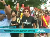 Protests in Missouri, USA over police shooting of unarmed teenager