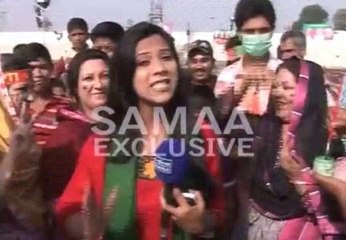 Girls faces with Painting in PTI Jalsa