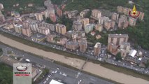 Nuova alluvione a Genova, le immagini dall’elicottero dei vigili del fuoco