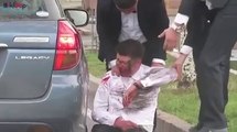 So violent and drunk wedding best man finishes under a car, covered with blood!