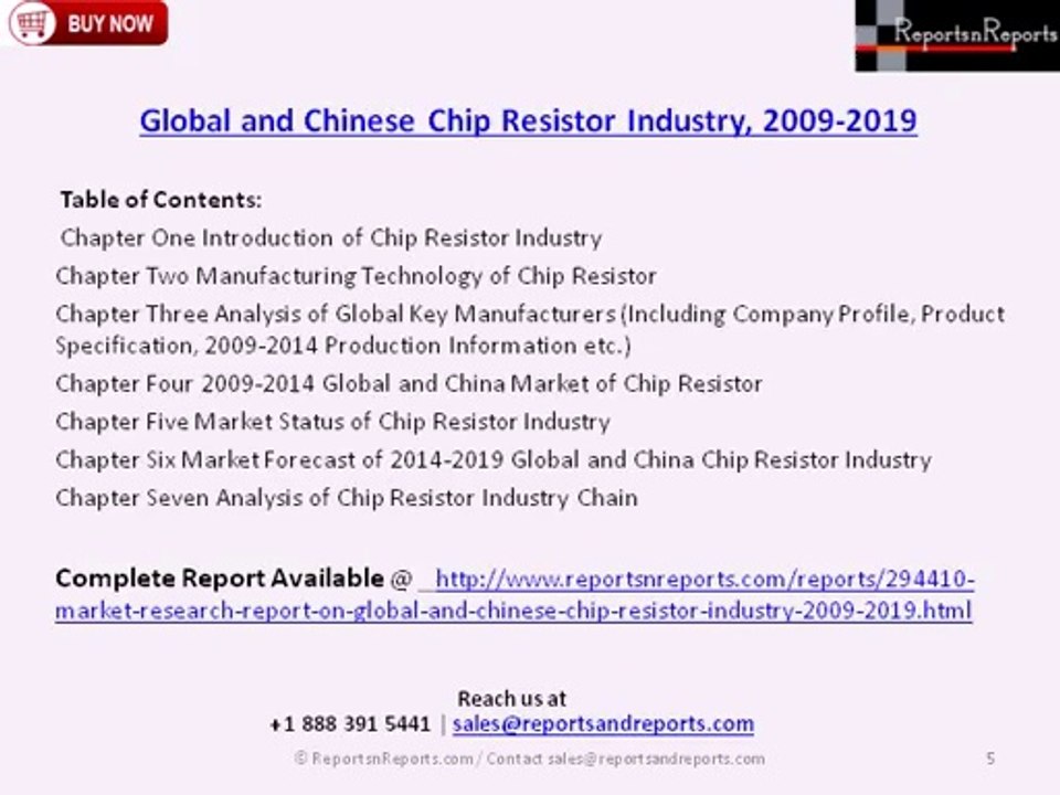 Global and Chinese Chip Resistor Industry - Trends & Analysis 2019