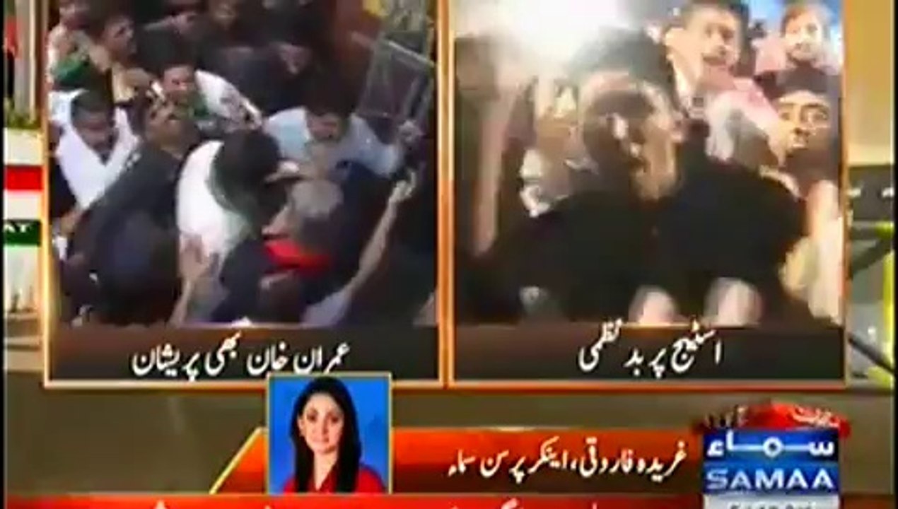 Gareeda Farooqi Manhandled By PTI Supporters at Multan PTI Jalsa October 2014
