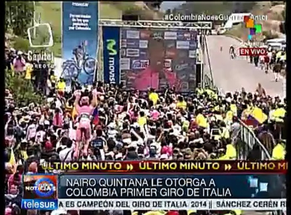 Felicita Santos a ciclista Nairo Quintana por ganar Giro de Italia