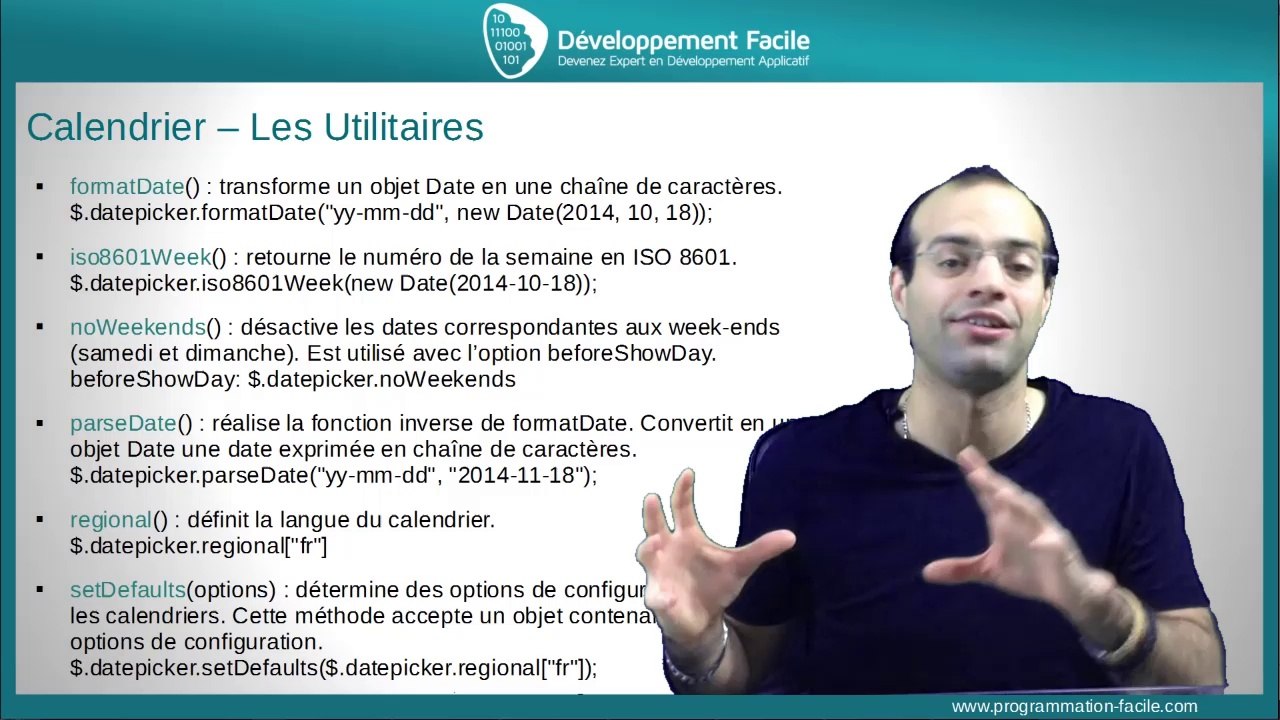 Personnalisez le widget calendrier à votre image avec le Framework JavaScript jQuery UI - partie 2