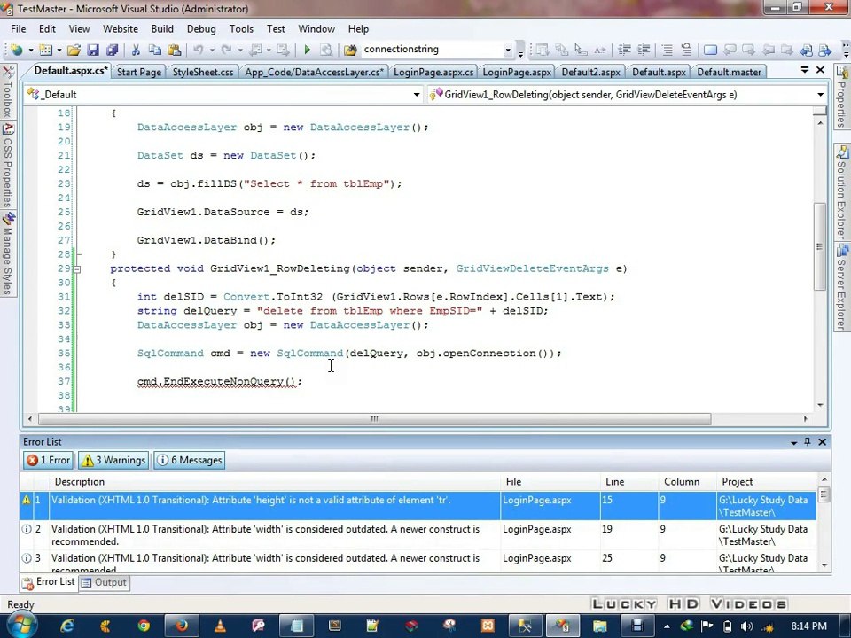Delete Record Using Asp.Net C# 01
