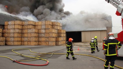 Spectaculaire incendie d'une entreprise agricole à Mory