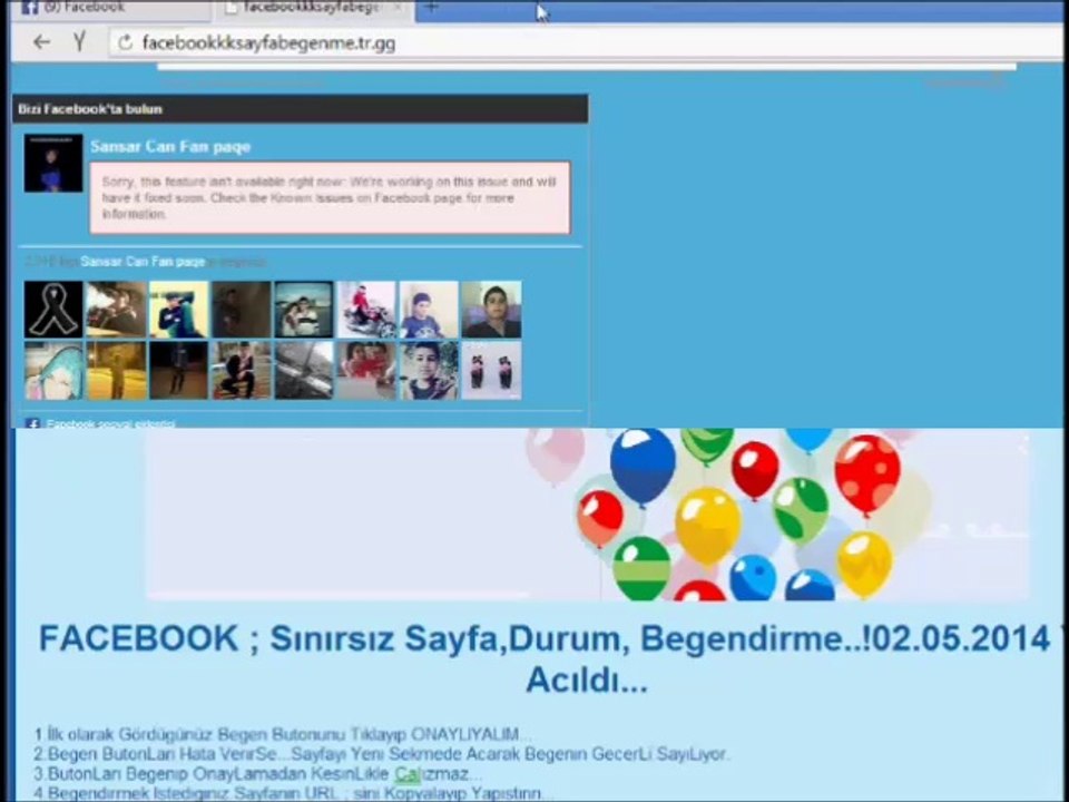 TEK CALISAN FACEBOOK SAYFA DURUM KASMA HILESİ ...yeni cıktı Sınırsız Begeni