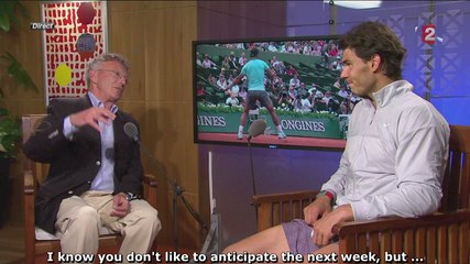 Rafael Nadal's interview on French TV after defeating Dusan Lajovic in Roland Garros 2014
