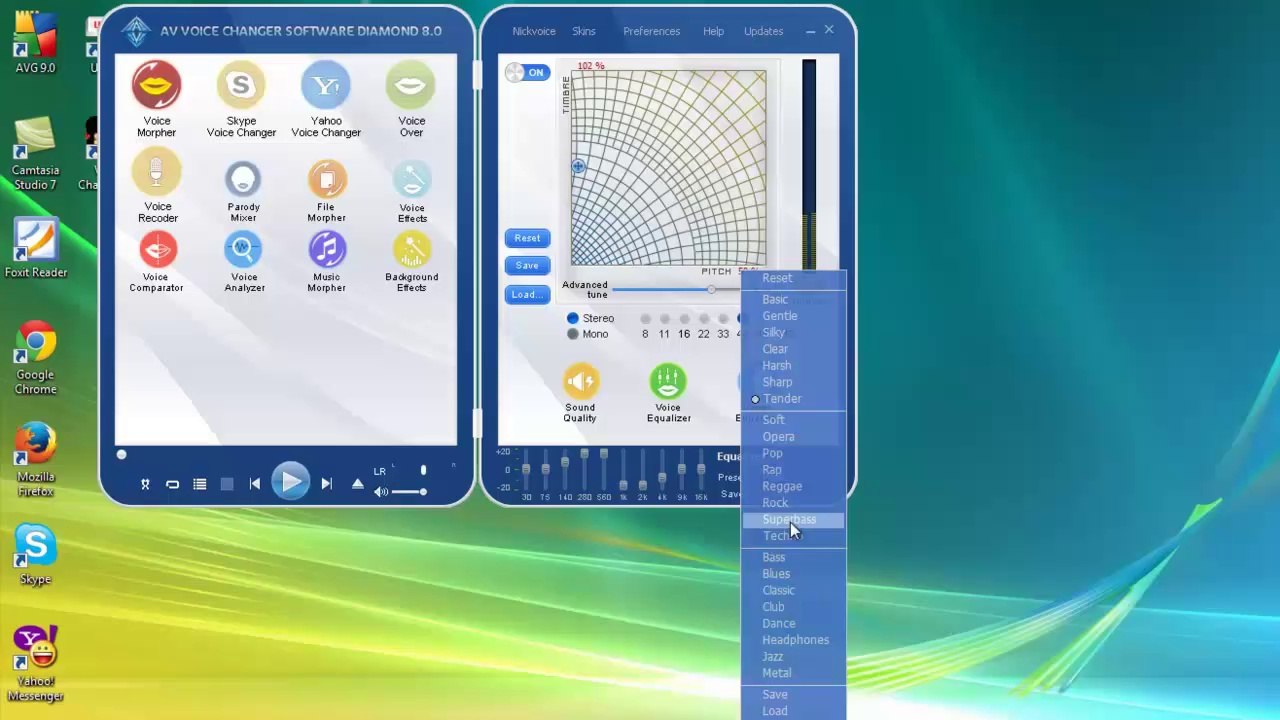How to change your voice on Yahoo Messenger with AV Voice Changer Software 8.0 Diamond