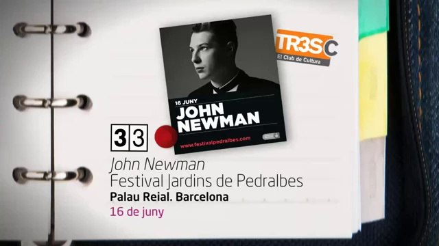 TV3 - 33 recomana - John Newman. Festival Jardins de Pedralbes. Palau Reial. Barcelona