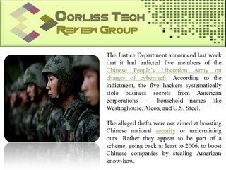 The Corliss Group Latest Tech Review: Crackdown on Chinese Cyber-Theft Overdue