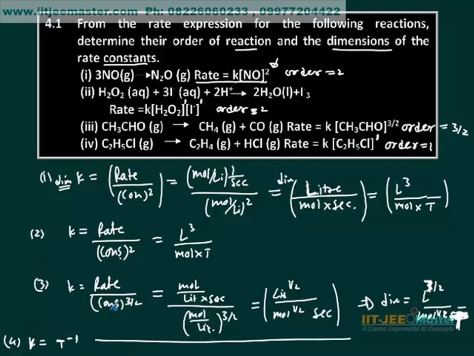 Class 11th 12th CBSE NCERT Solutions Chapter 4 Chemical Kinetics