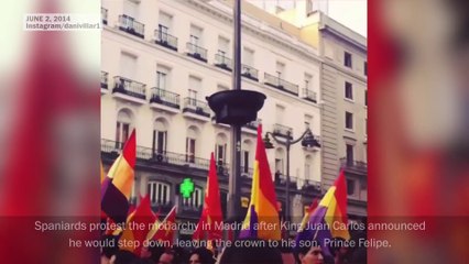 Spaniards protest monarchy in Madrid plaza