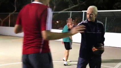 Everyone laughed at the old man, but when he got the ball they're insanely amazed!!